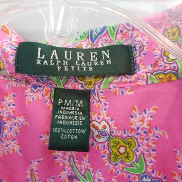 Ralph Lauren Paisley Floral Bright Button Down PM Petite Medium - Picture 3 of 6